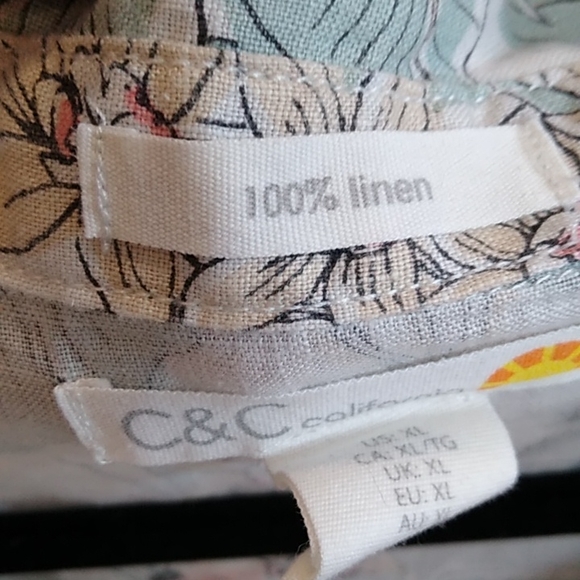 C&C linen Hawaiian print crop top - Picture 3 of 6